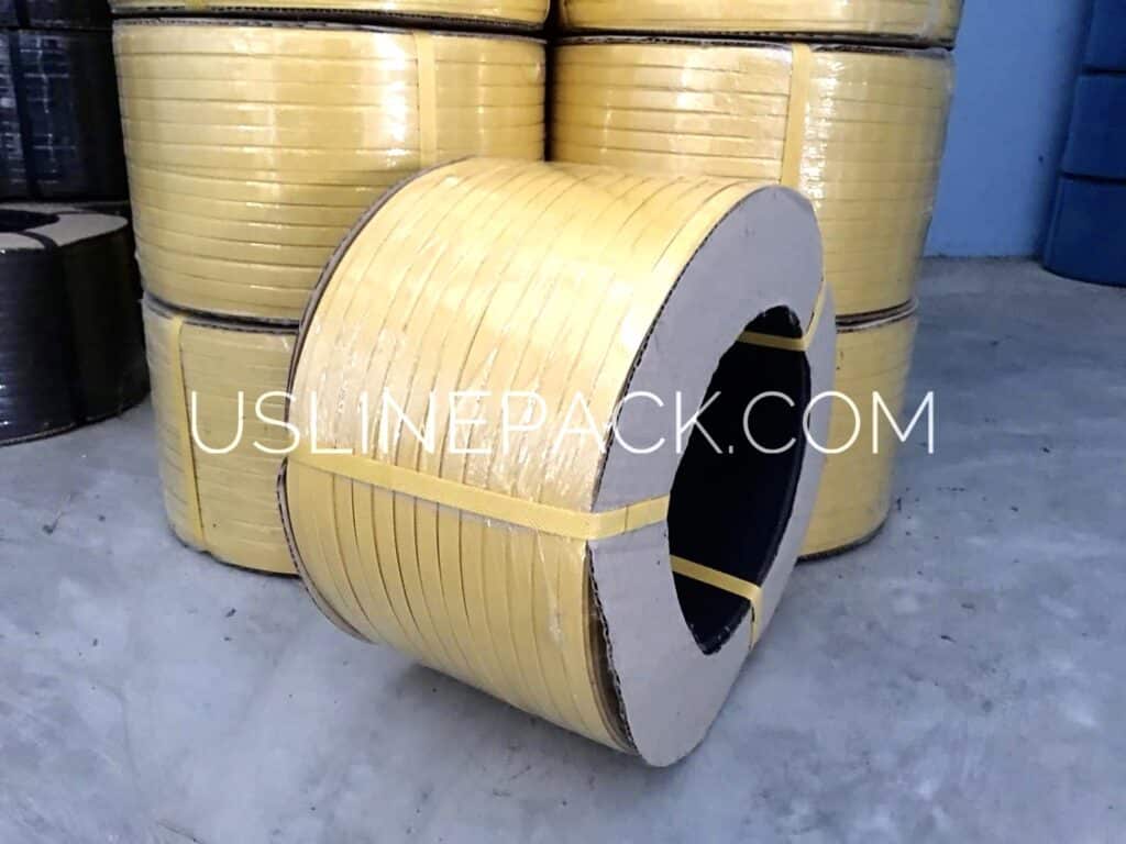 สายรัดพลาสติก PP สายรัดกล่อง สายรัดพาเลท Strapping Plastic Band สีเหลือง